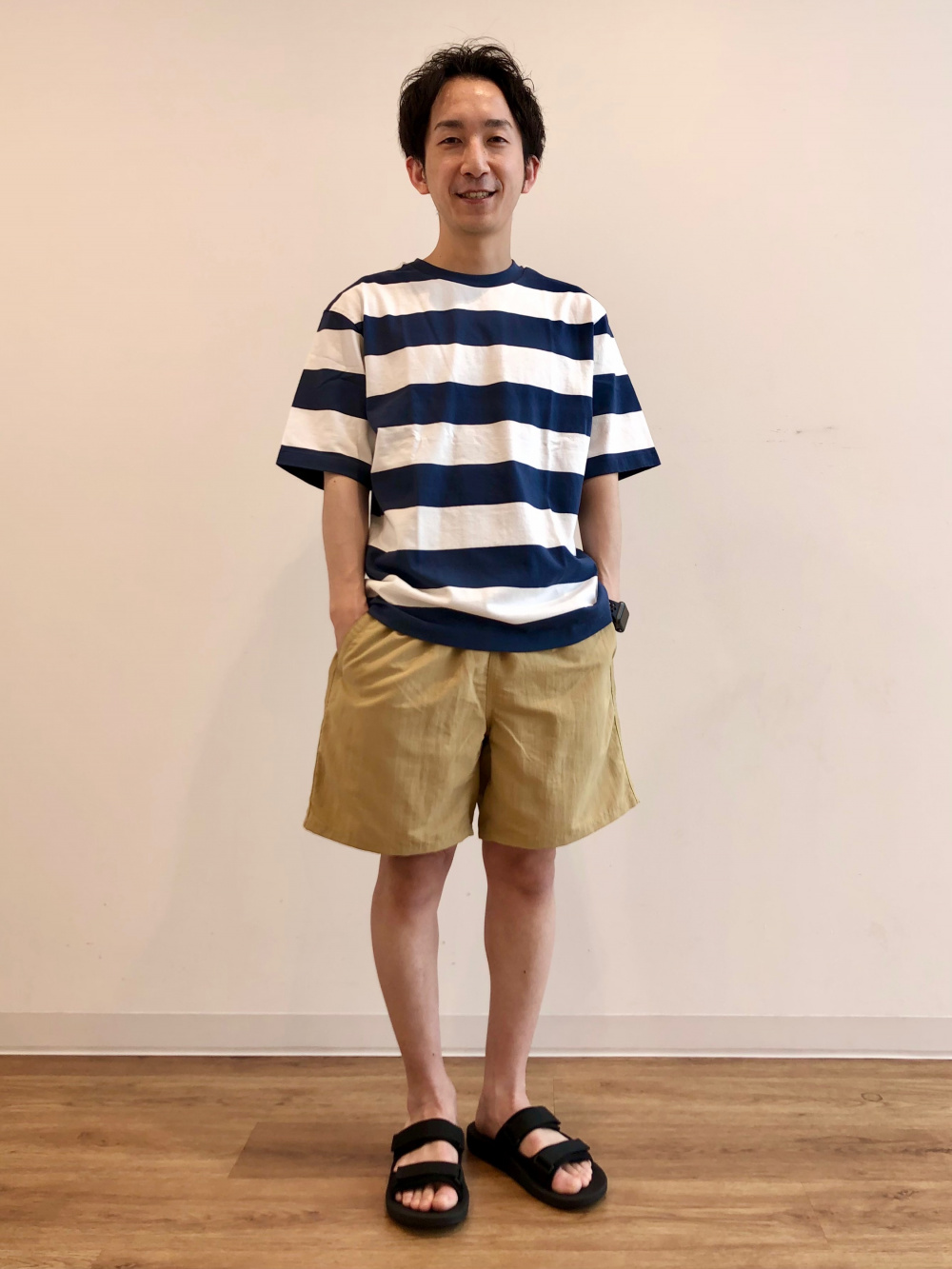オーバーサイズボーダーTシャツ(5分袖)、感動シャツジャケット オーバーサイズボーダーTシャツ(5分袖)、感動シャツジャケット