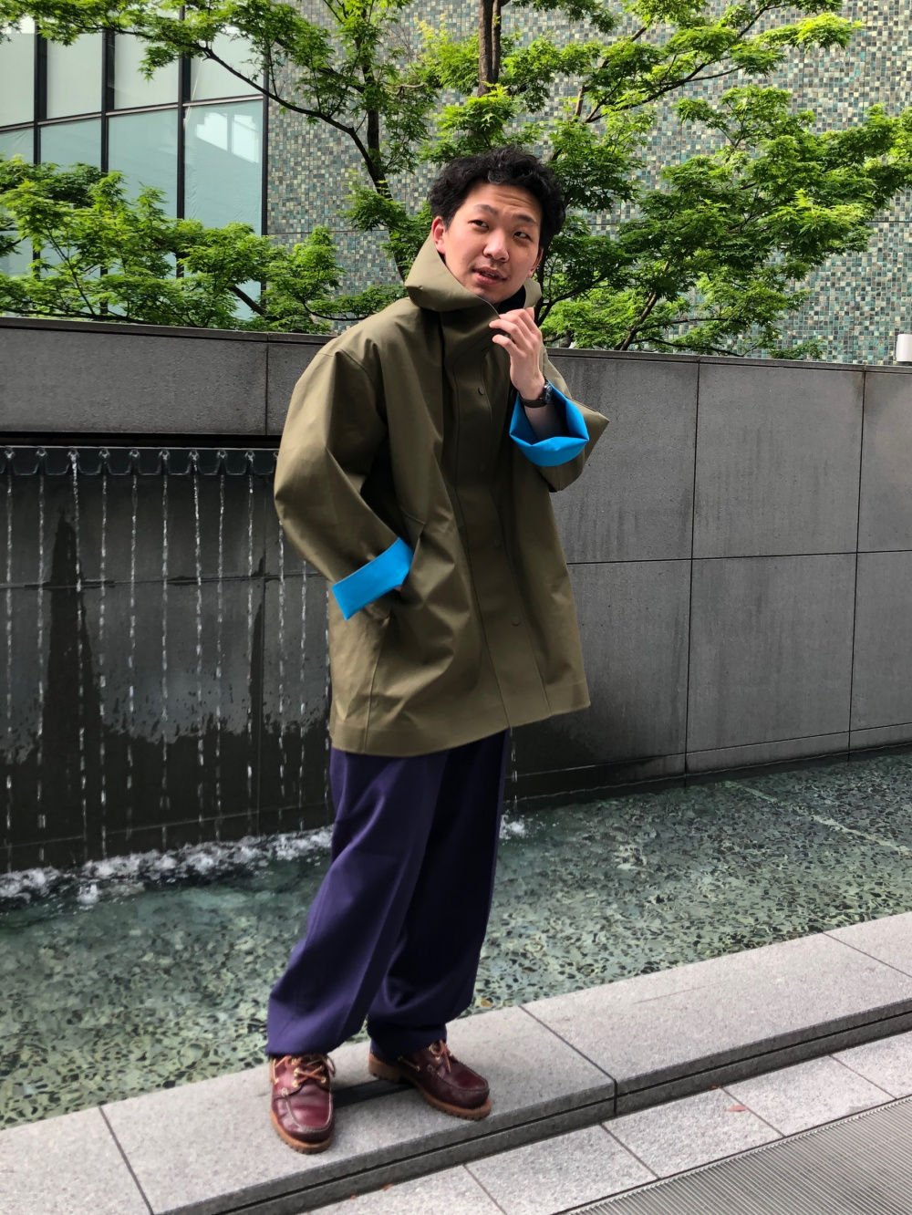 UNIQLO MARNI ブロックテックハーフコート カーキ M-