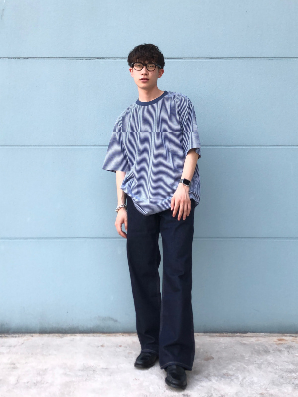 UNIQLO　ユニクロ　ボーダー　オーバーシャツ　メンズ ユニクロ公式 | オーバーサイズボーダーTシャツ