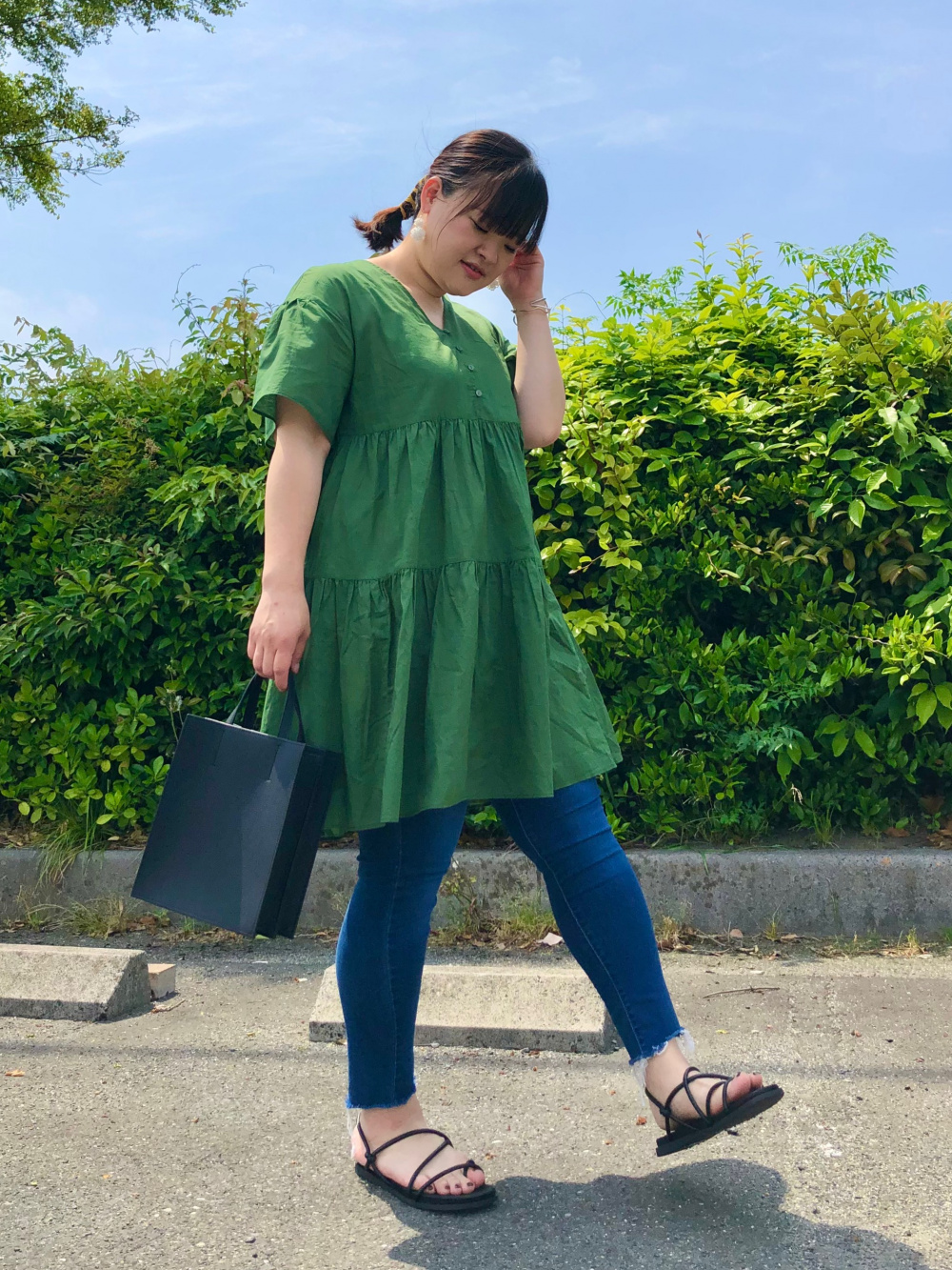 サイドスリットベスト スムースコットンシャツテールt ノースリーブ の着用コーディネート ユニクロ