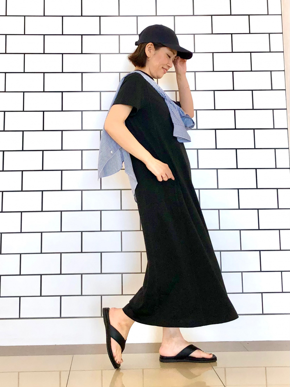 ESTNATION リブフィット＆フレアワンピース ロングワンピース