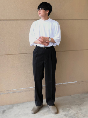 ユニクロ公式 | エアリズムコットンオーバーサイズモックネックT（5分袖）