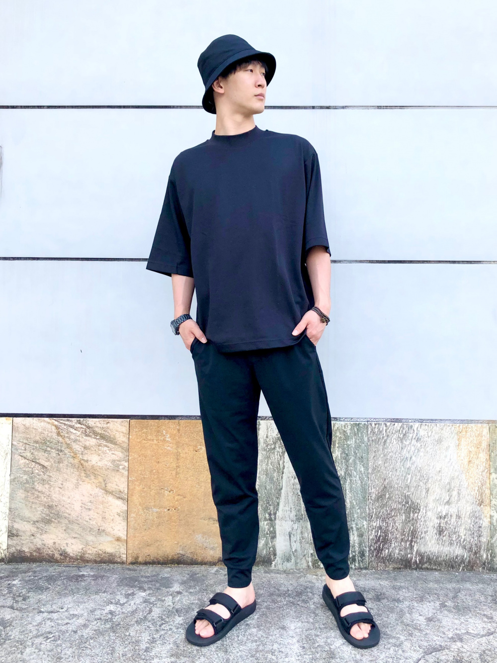 エアリズムコットンオーバーサイズモックネックT（5分袖）、ウルトラ