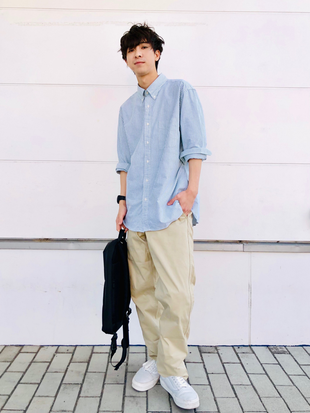 173 cm / STRIPED OXFORD SHIRT: XL