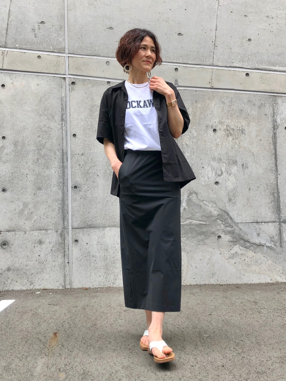 ウルトラストレッチフレアロングワンピース（ノースリーブ）、オープン