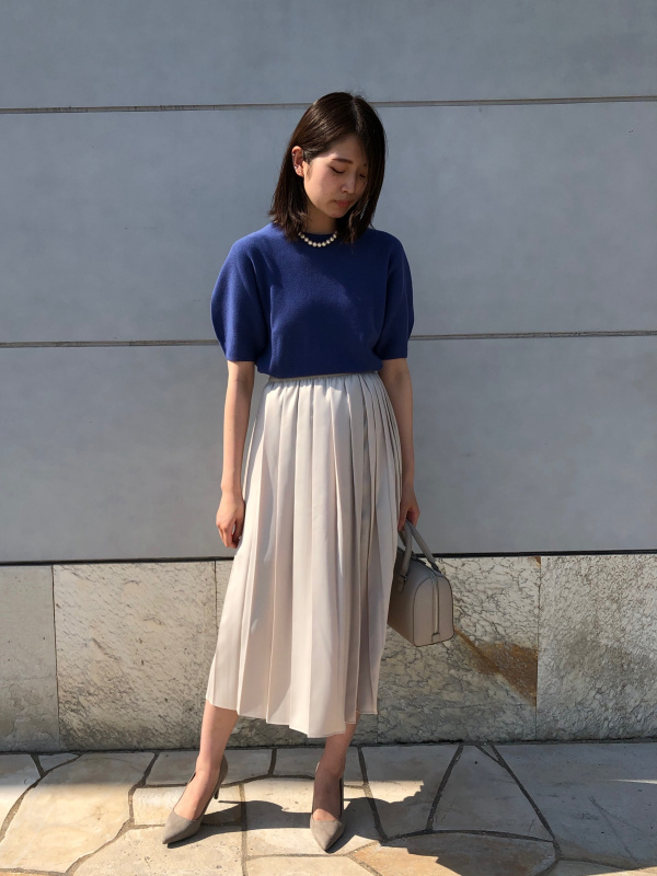 ユニクロ公式 3Dコットンクルーネックセーター(5分袖) UNIQLO ユニクロ 3Dトップス M 5部袖