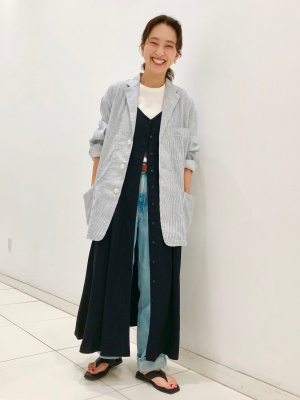 UNIQLO リネンブレンドジャケット　ブルー　Lサイズ 新品 ユニクロ公式 | リネンブレンドジャケット