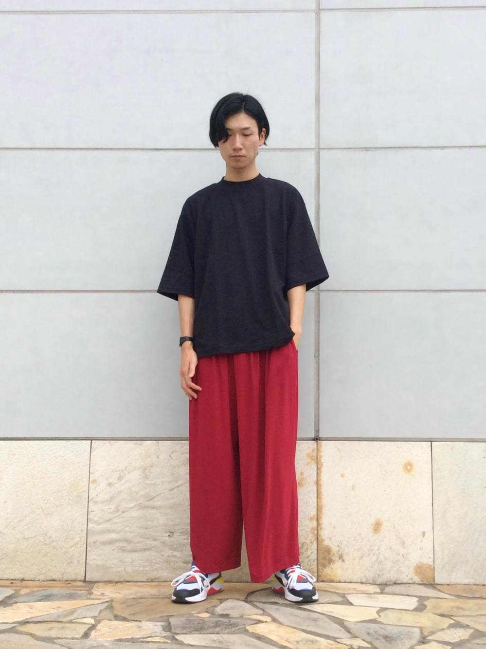 ギャザーワイドパンツ 丈標準59 61cm の着用コーディネート ユニクロ