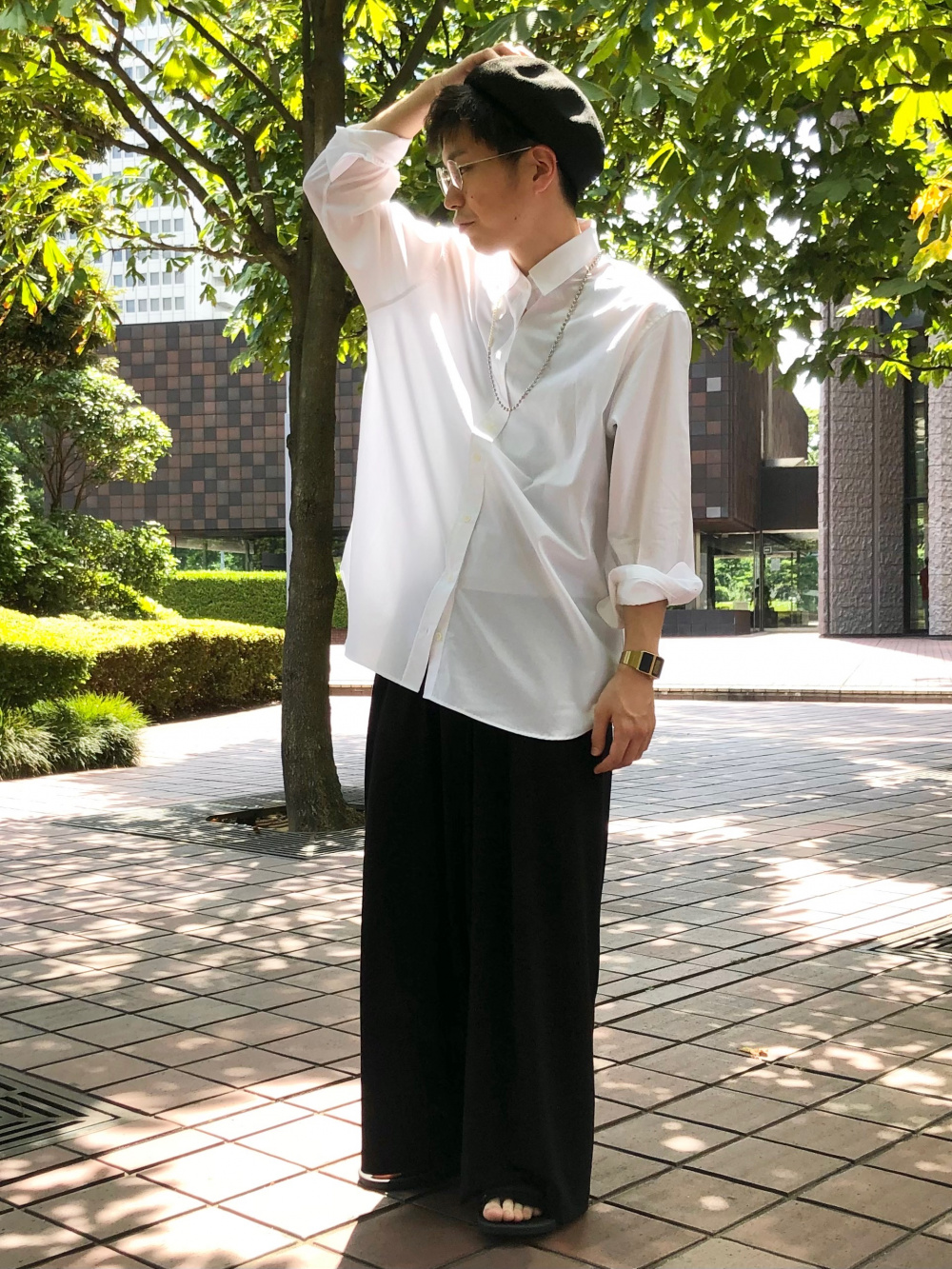 ギャザーワイドパンツ 丈標準59 61cm の着用コーディネート ユニクロ