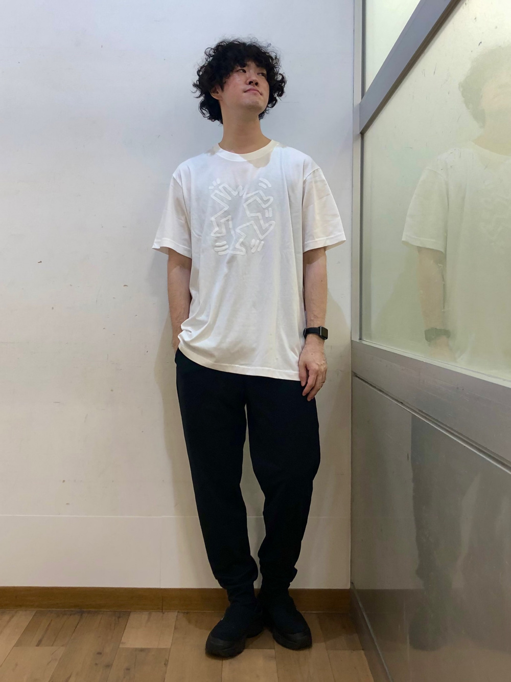 エアリズムvネックt 半袖 ウルトラストレッチアクティブジョガーパンツ 丈長め69 75cm セットアップ可能 の着用コーディネート ユニクロ