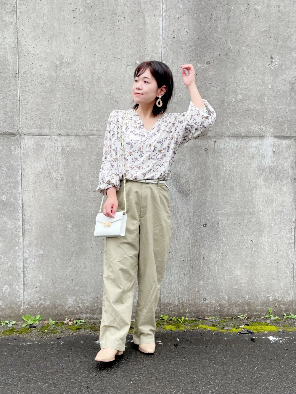 リネンブレンドカラーレスジャケット　リネンブレンドワイドパンツ ウォッシャブル】ナチュラルリネンブレンドワイドパンツ(パンツ