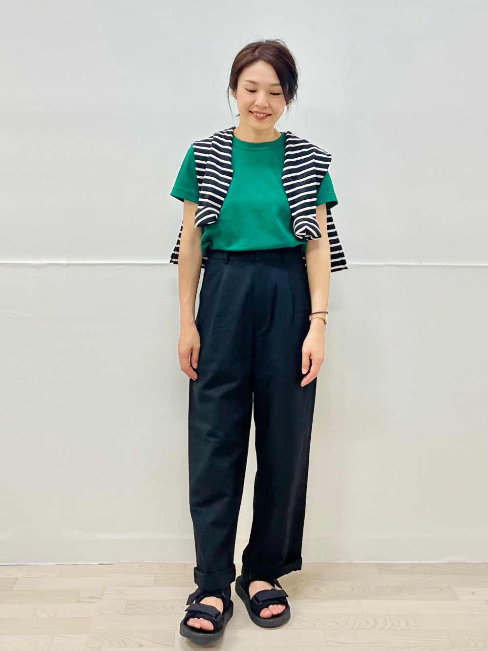 リネンブレンドジャケット、リネンブレンドタックワイドパンツ