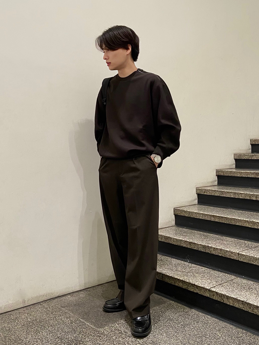 DIAURA スウェットシャツ・パンツセット 黒 ドライスウェットクルーシャツ（長袖）セットアップ可能、ドライ