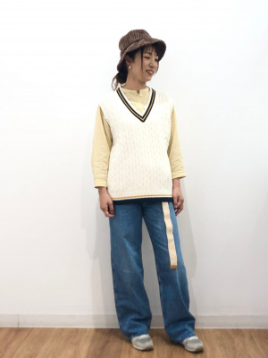 きゅ@ページ ユニクロ公式 | リネンブレンドストライプバンドカラーシャツ（7分袖）