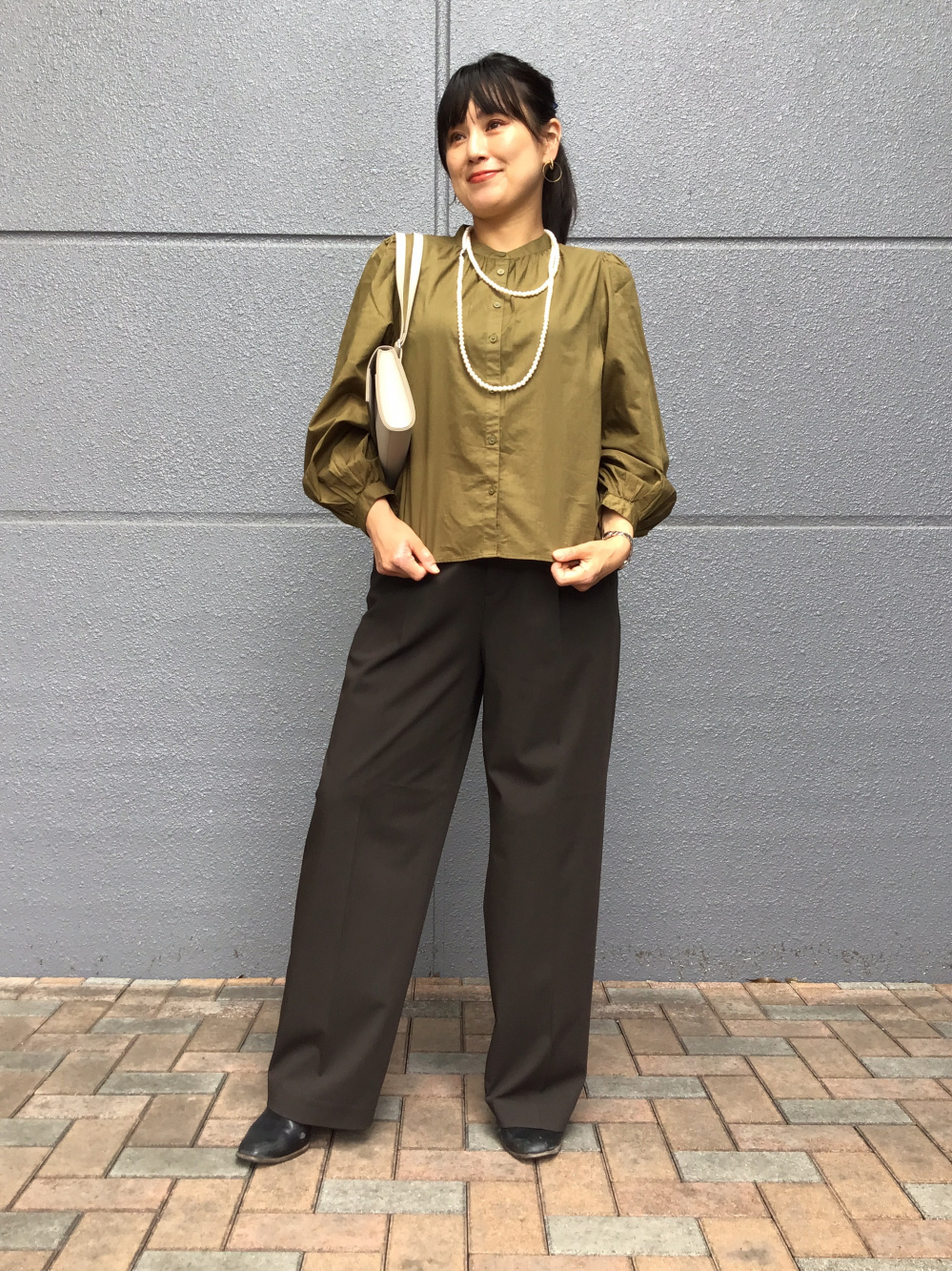 UNIQLO コットンボリュームスリーブブラウス ブラック L | www