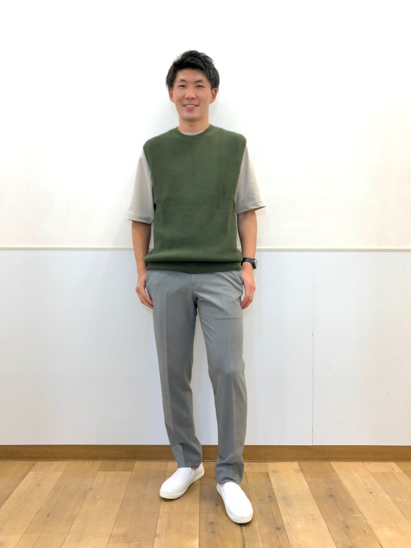 感動パンツ2WAYストレッチ（チドリ・丈85cm）（メンズ）の着用