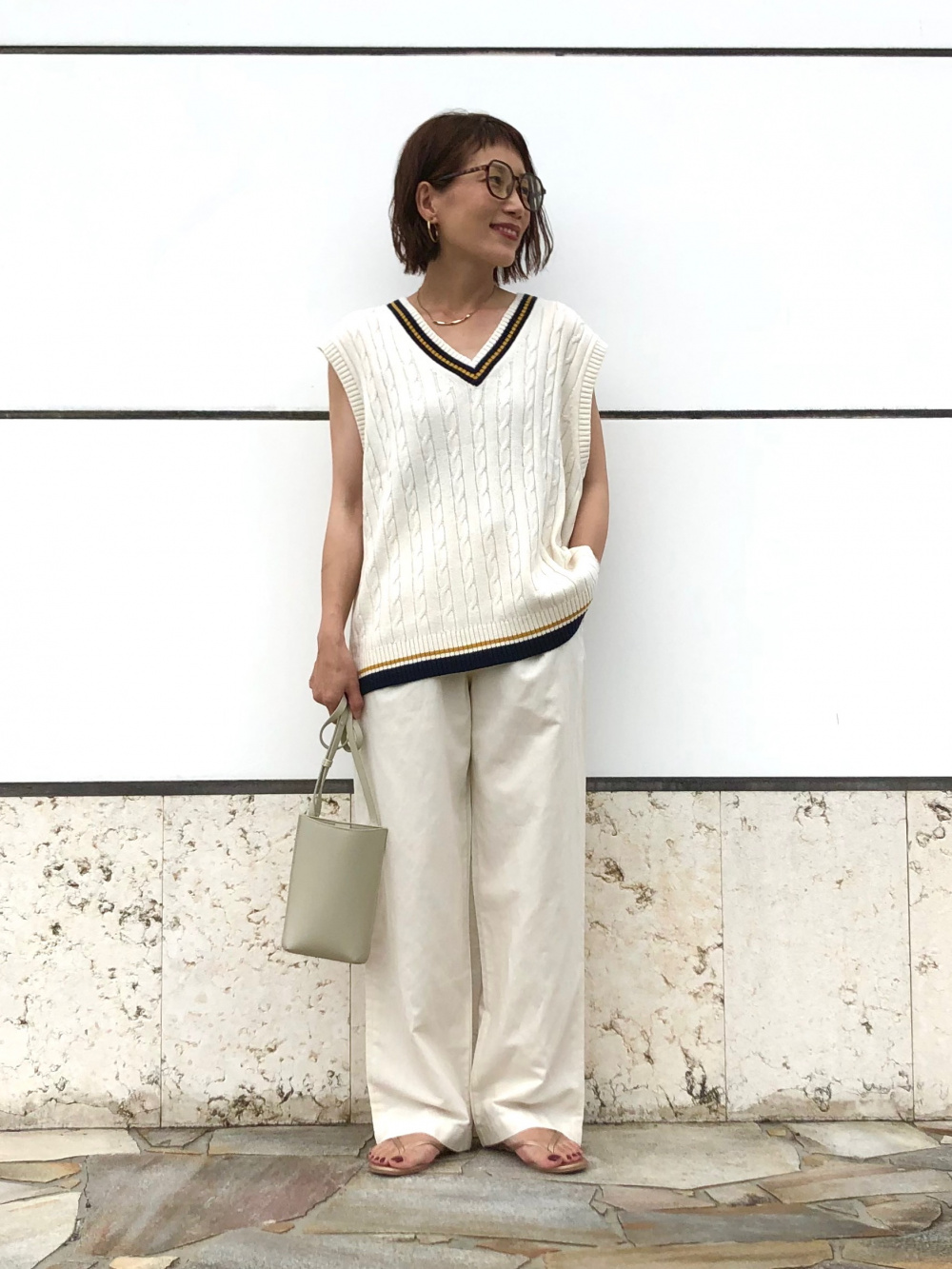 リネンブレンドジャケット、リネンブレンドタックワイドパンツ