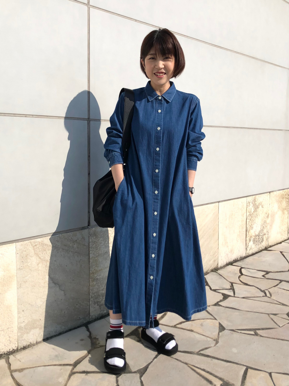 ユニクロ　デニムロングシャツワンピース　LUNIQLO