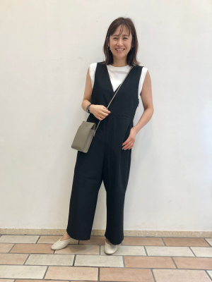 ⭐︎スタイル美人ブラックオールインワン⭐︎ STYLEMIXER（スタイルミキサー）の「ショルダーシャーリング