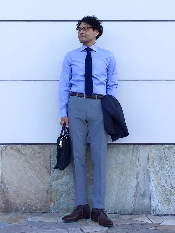 感動パンツ2WAYストレッチ（チドリ・丈85cm）（メンズ）の着用