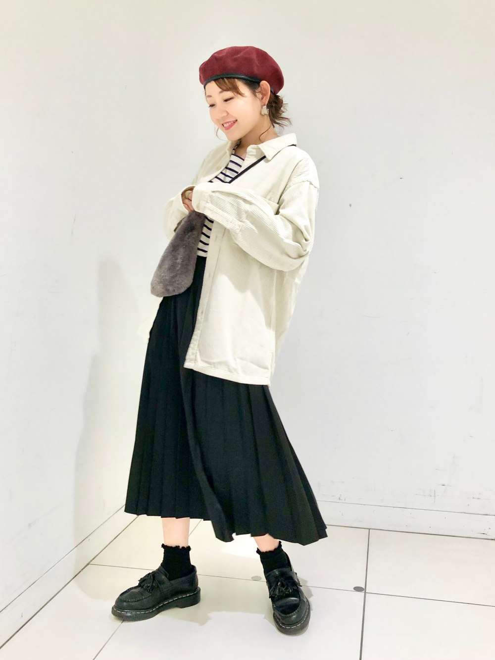 152 cm / LONG SLEEVED CORDUROY SHIRT: S