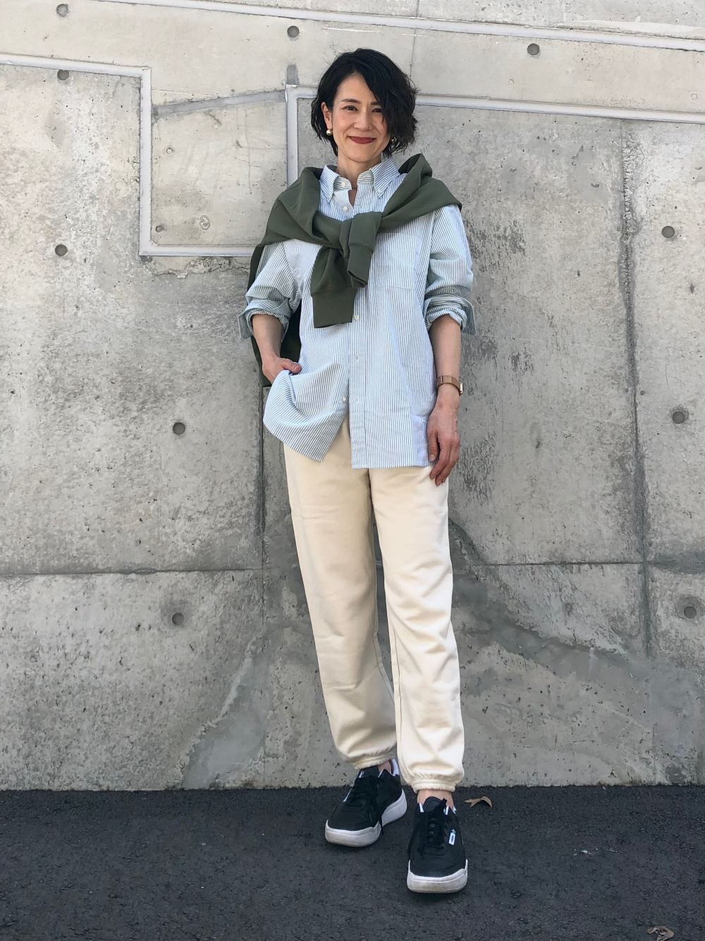 167 cm / STRIPED OXFORD SHIRT: L