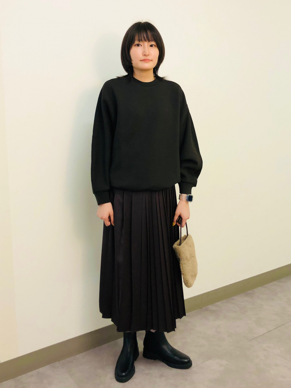 半袖ポロシャツ　アシメプリーツスカート　セットアップ　サイズM 春夏　UVカット ドライカノコ襟ラインポロシャツ（半袖）、アシンメトリープリーツ