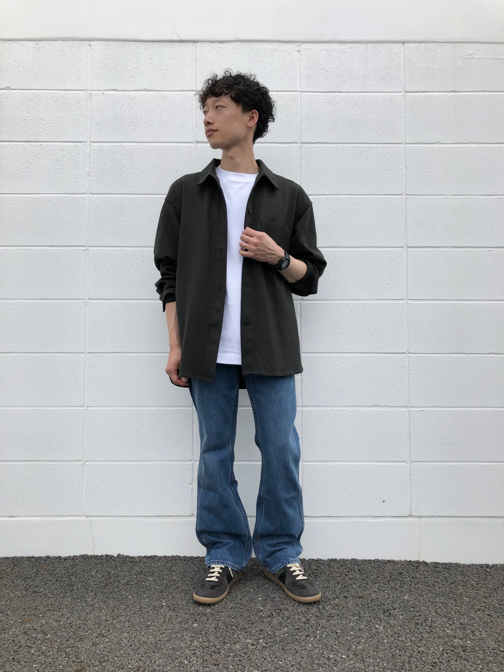 ブラッシュドジャージーシャツジャケット セットアップ可能」の