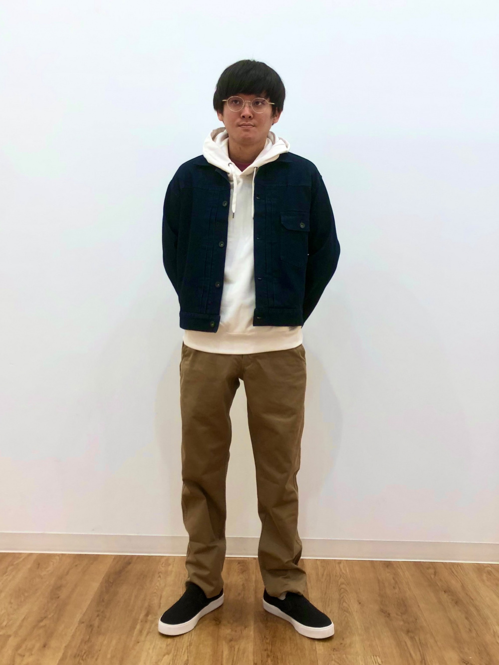 「感動ジャケット2WAYストレッチ（コットンライク・袖丈着丈標準）セットアップ可能、ラガーポロシャツ（半袖）」の着用コーディネート ユニクロ