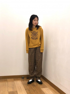 ユニクロ公式 | GIRLS タックワイドテーパードパンツ（チェック）