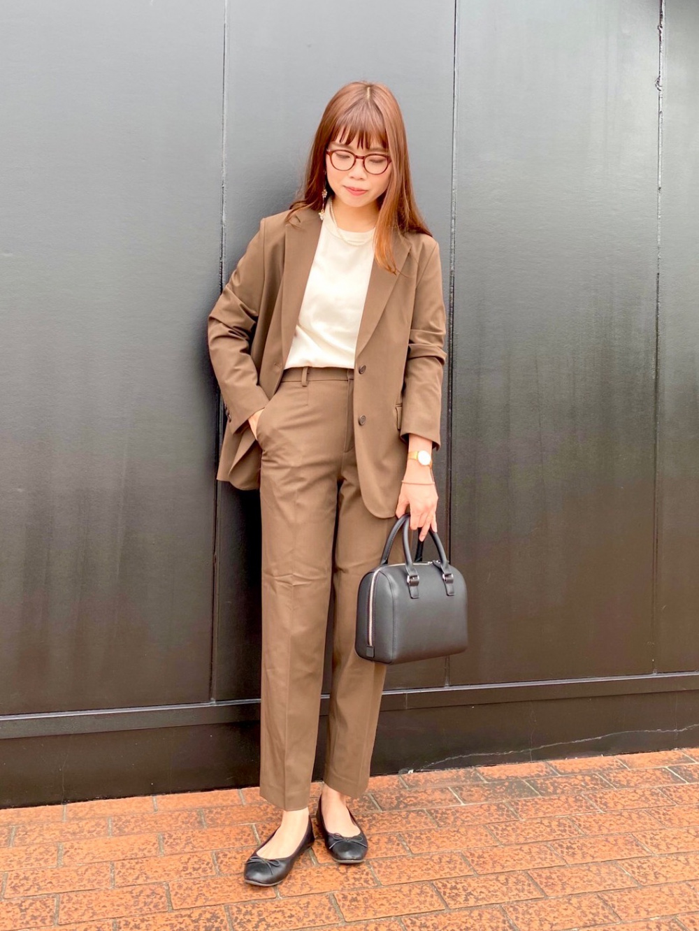 リブクルーネックT（5分袖）、リラックステーラードジャケット