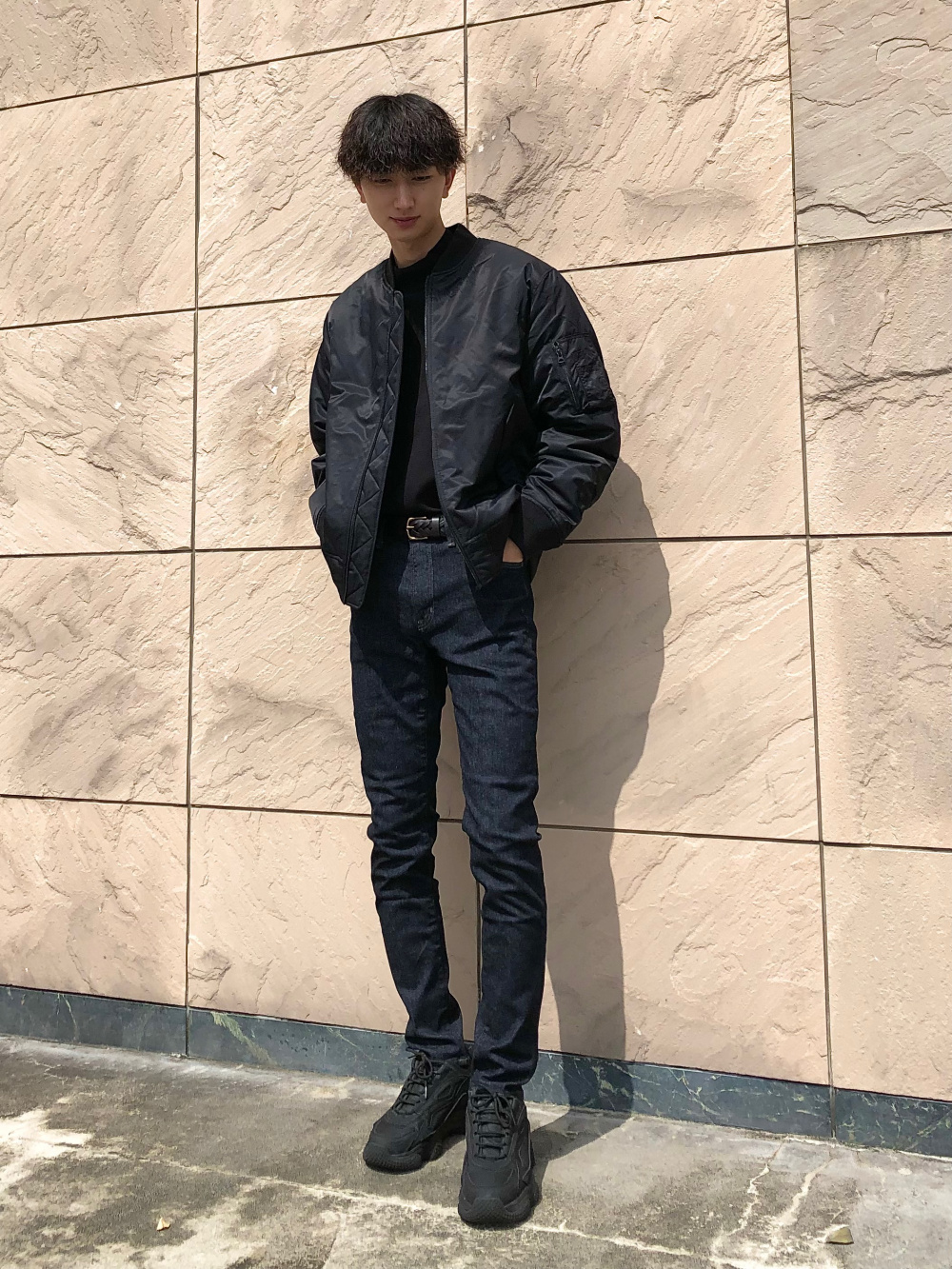 モックネックプルオーバー 長袖 Ma 1ブルゾン の着用コーディネート ユニクロ