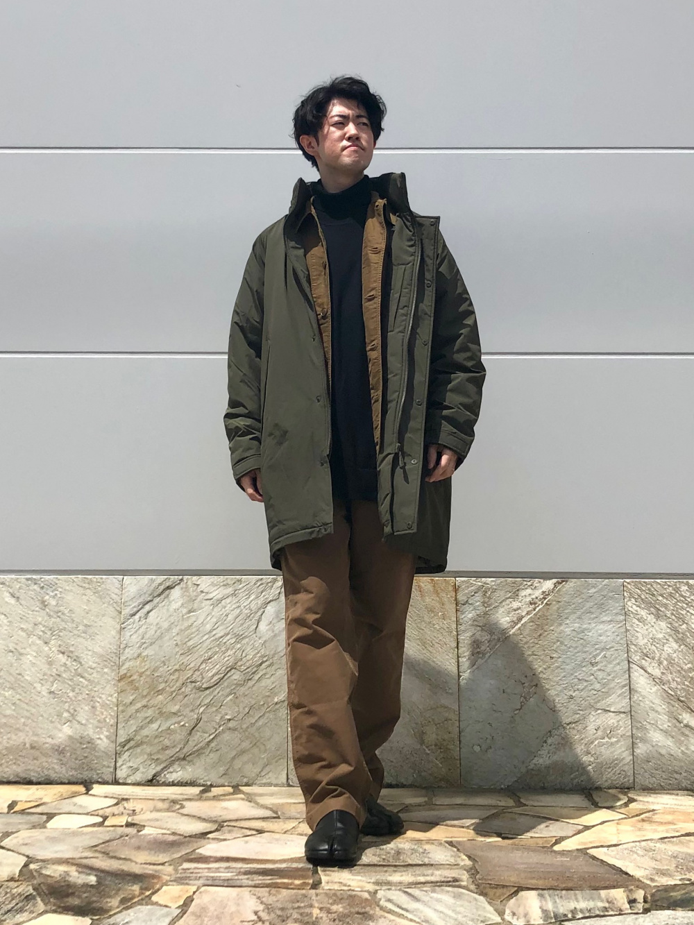 ユニクロ 防風パデッドコート OLIVE XL-