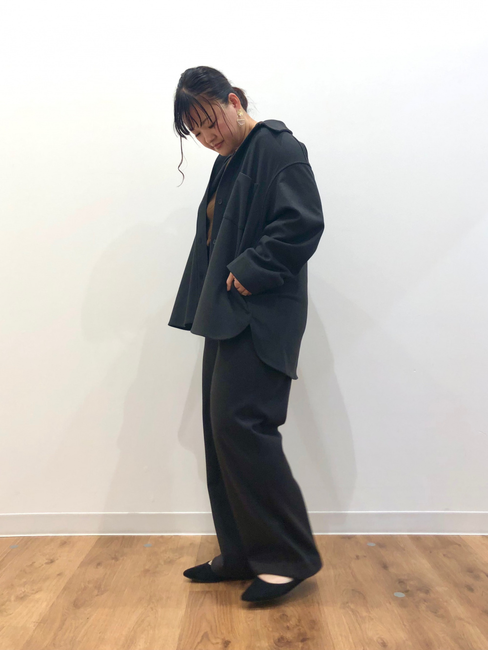ブラッシュドジャージーシャツジャケット セットアップ可能