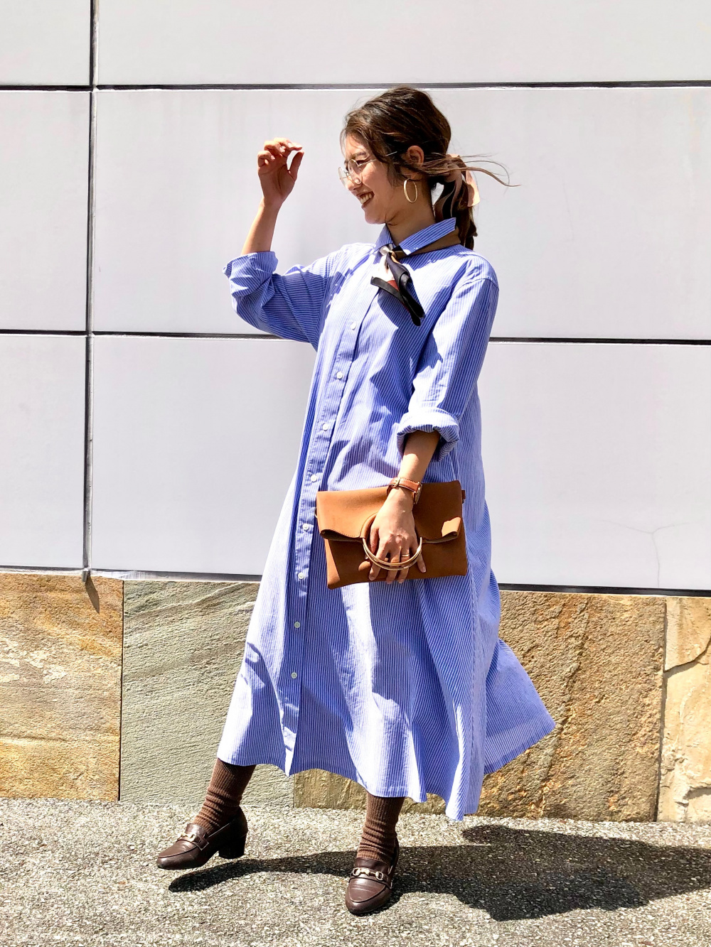 極美品 白タグ MaxMara ストライプシャツワンピース 40 大きいサイズ