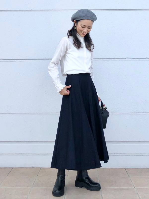 ユニクロ イネス ピーコート ウールブレンドフレアスカート