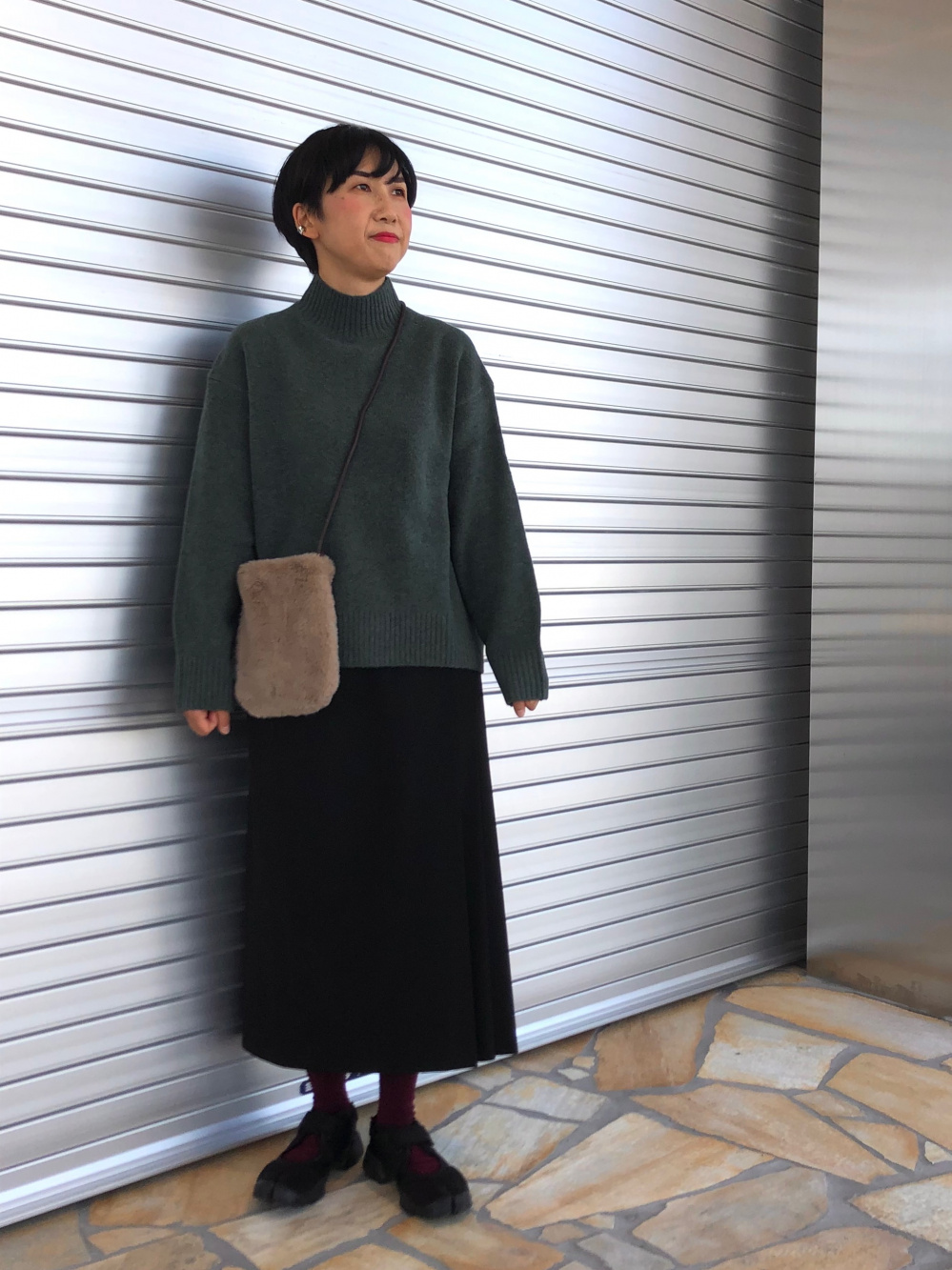 ストレッチシームレスダウンショートコート、ヒートテックレギンス/10