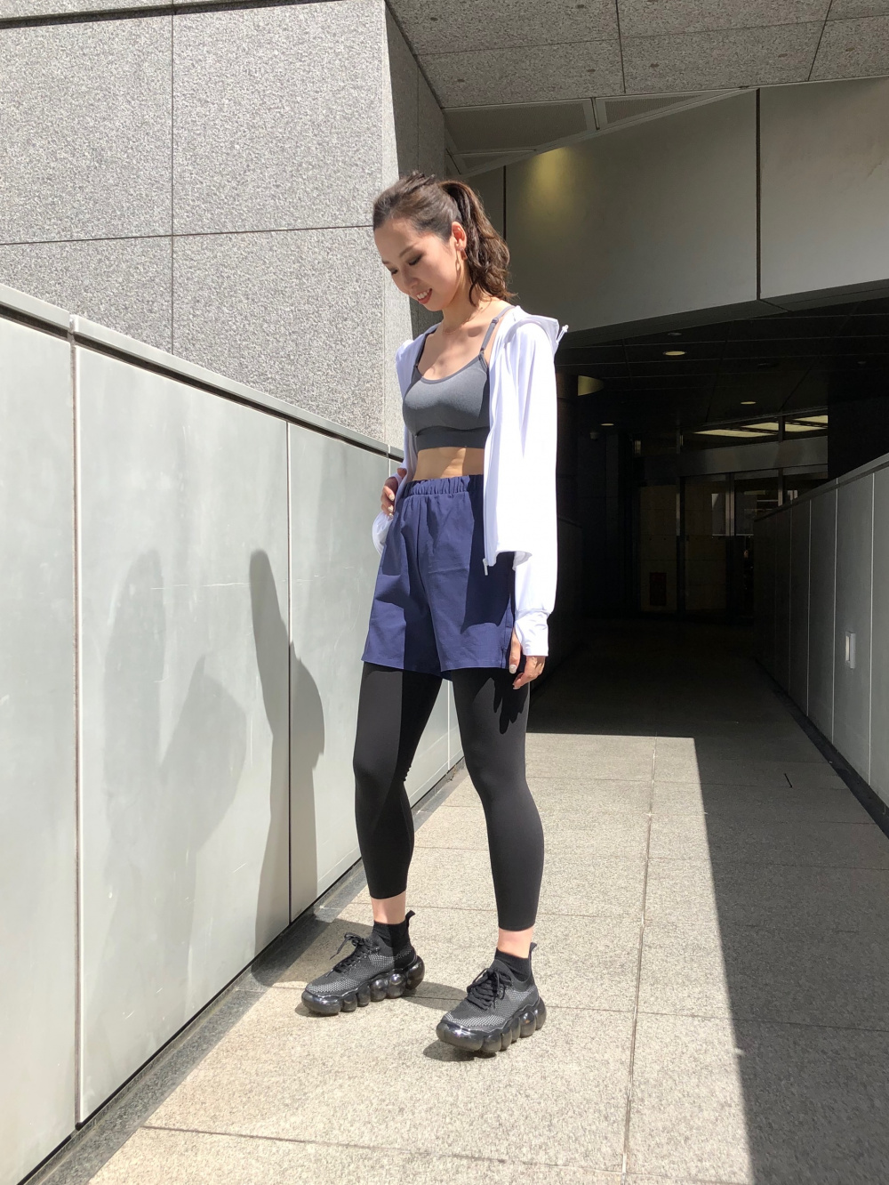 エアリズム コットン レギンス ブルー ユニクロ UNIQLO M 通販 美品 ユニクロ AIRismエアリズムUVカットレギンス(10分丈) 2色セット