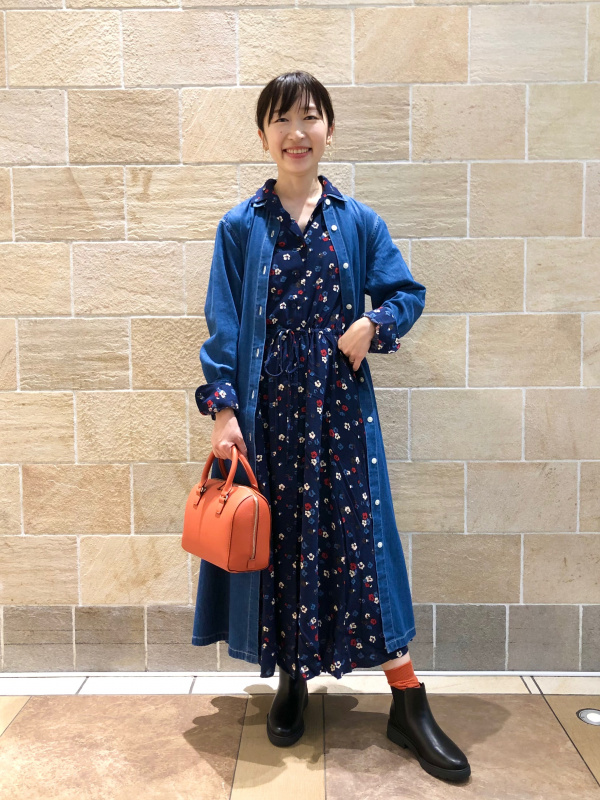 デニムAラインシャツワンピース（長袖・標準丈・111～121cm）の