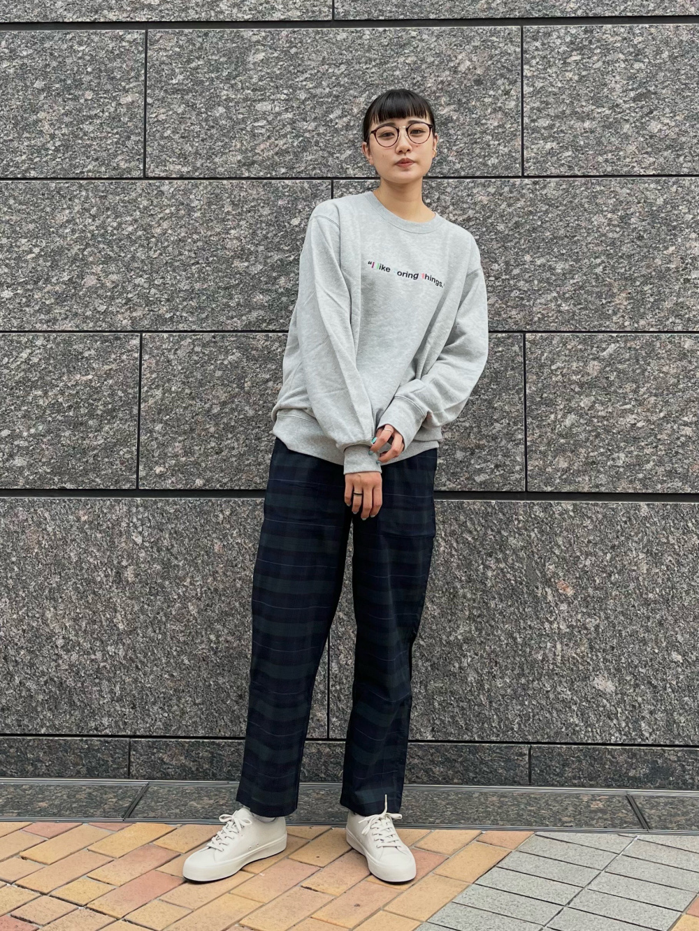 ドライカノコポロシャツ 半袖 ディズニー メモリーズ スウェットシャツ 長袖 の着用コーディネート ユニクロ