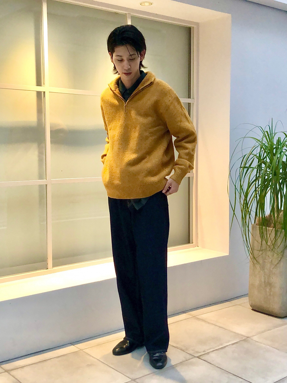 UNIQLO スフレヤーンハーフジップ セーター 通販 UNIQLO ユニクロ スフレヤーンハーフジップセーター Msize