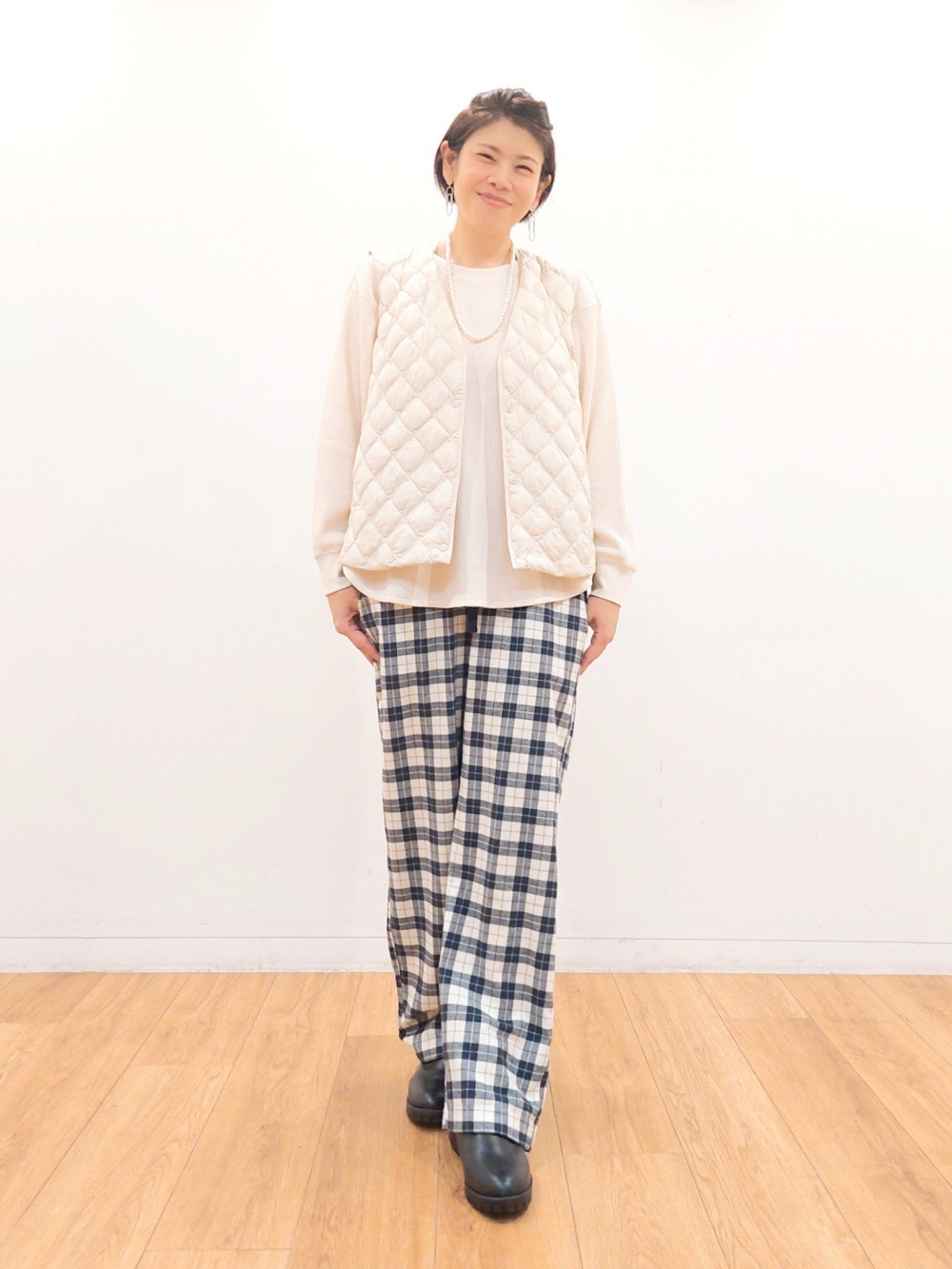 「パフテックキルティングベスト（ウォームパデッド）」の着用コーディネート ユニクロ公式