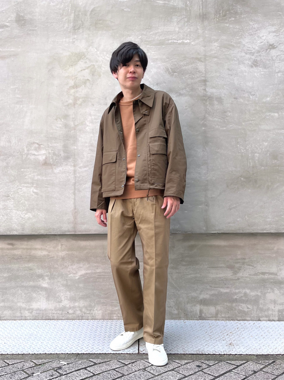 ガーメントダイスウェットシャツ 長袖 ステンカラーコート の着用コーディネート ユニクロ