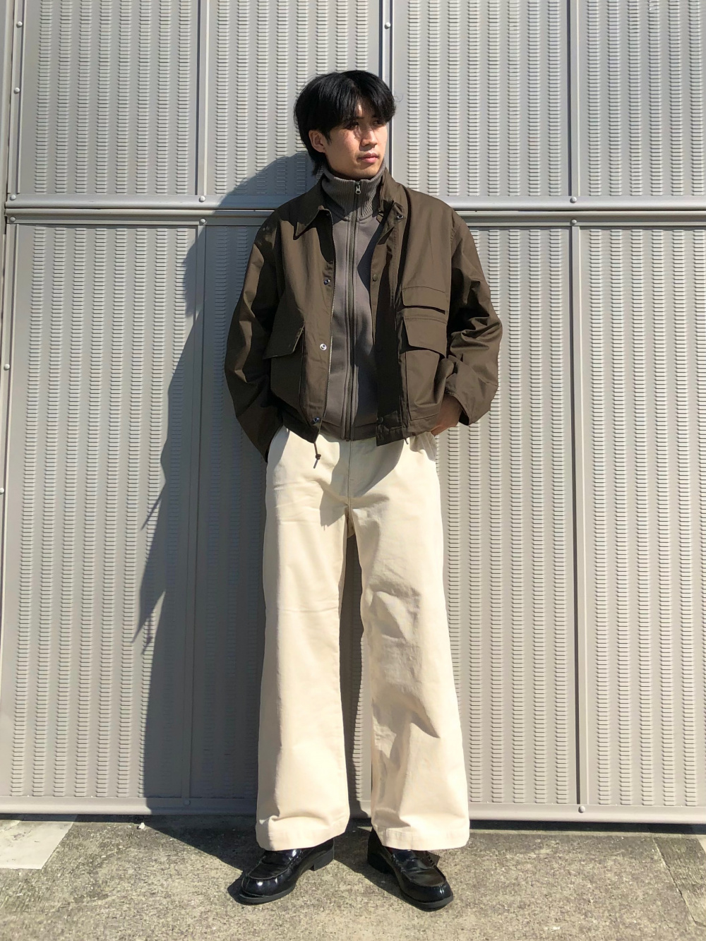 ユニクロユー（UNIQLO U）ボアスウェットトラックジャケット KHAKI