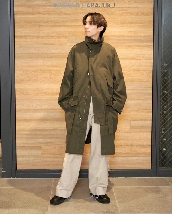 日時指定 UNIQLO U ユニクロ フーデッドコート オリーブ Sサイズ