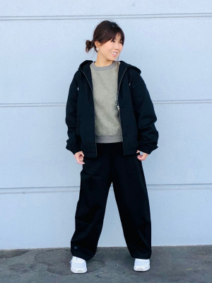 【美品】UNIQLO U フーデッドジップアップブルゾン ブラック XLサイズ ユニクロ公式 | フーデッドジップアップブルゾン