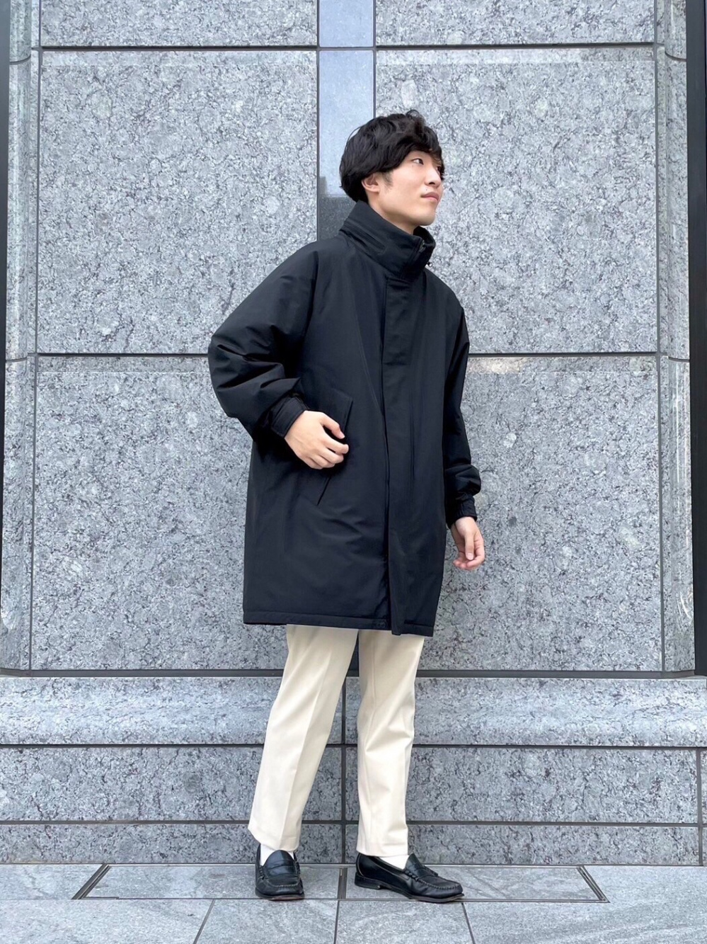 室外 ✨完売品✨ UNIQLO ユニクロ 防風パデッドコート L ブラック