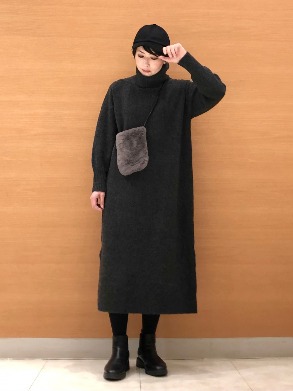 ソフトニットフリースワンピース（長袖）、ファーリーフリースベスト