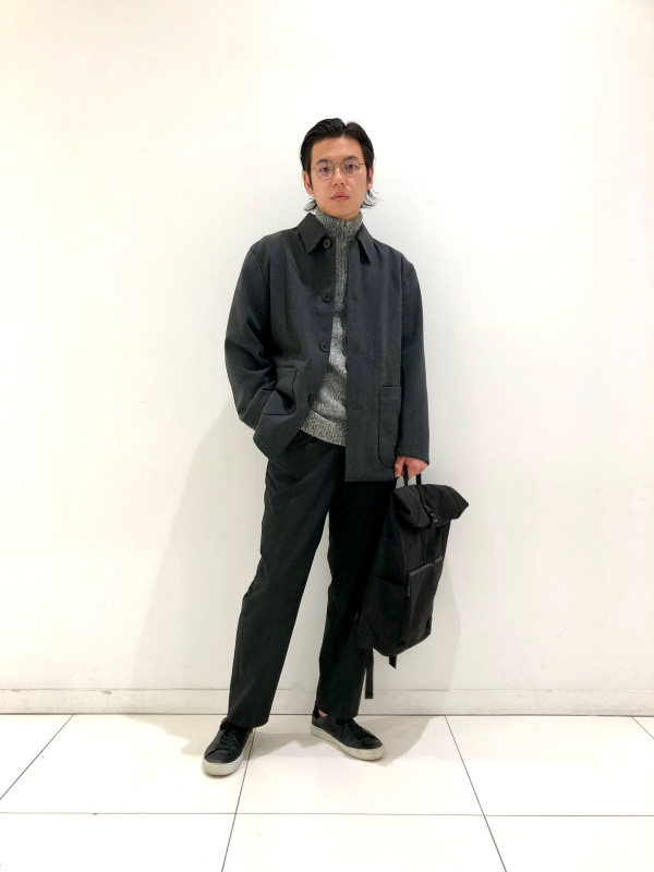 ウールブレンドスタンダードシャツ　ウールシャツ　グレージュ　秋冬コーデ ウールブレンドスタンダードシャツ ウールシャツ グレージュ