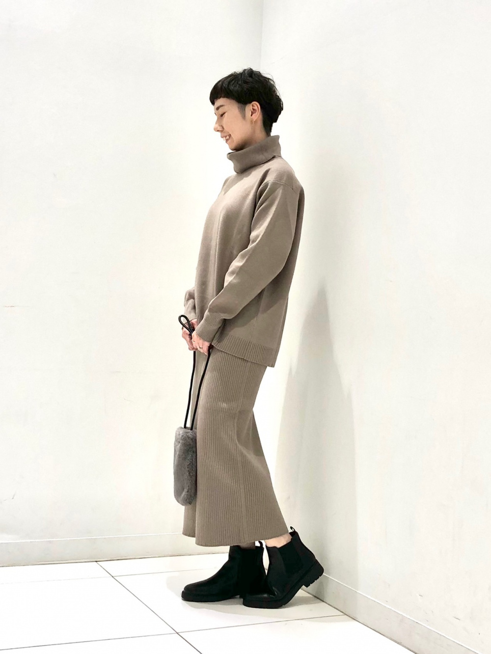 UNIQLO スフレヤーン タートルネックセーター　リブ スカート　セットアップ スフレヤーンタートルネックセーター（スムース・長袖） セットアップ